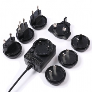 12W 5V 2A 12V 1A Interchangeable Plug Power Adapter With Global Certificates